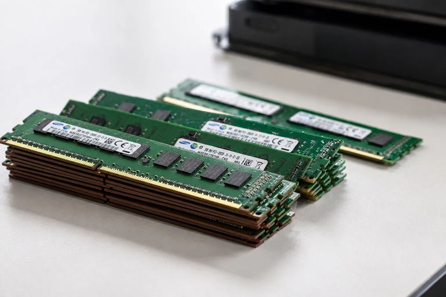 Stacks of server memory modules ready for resale